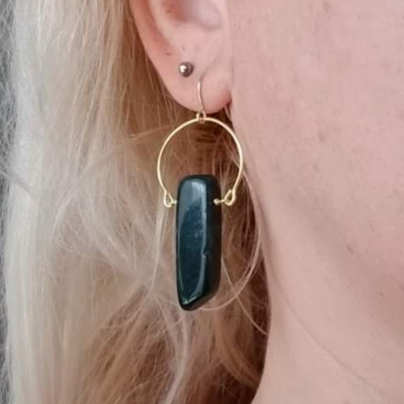 Handmade Green Moss Agate Earrings - Picture 5 of 5